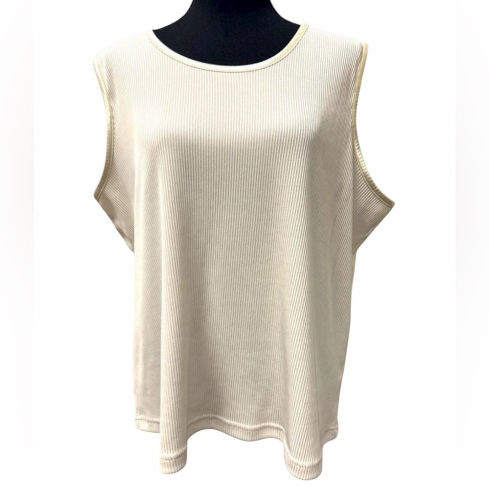 Alia Cream Sleeveless Minimalist Chic Boxy Tank Top size XL/TG
